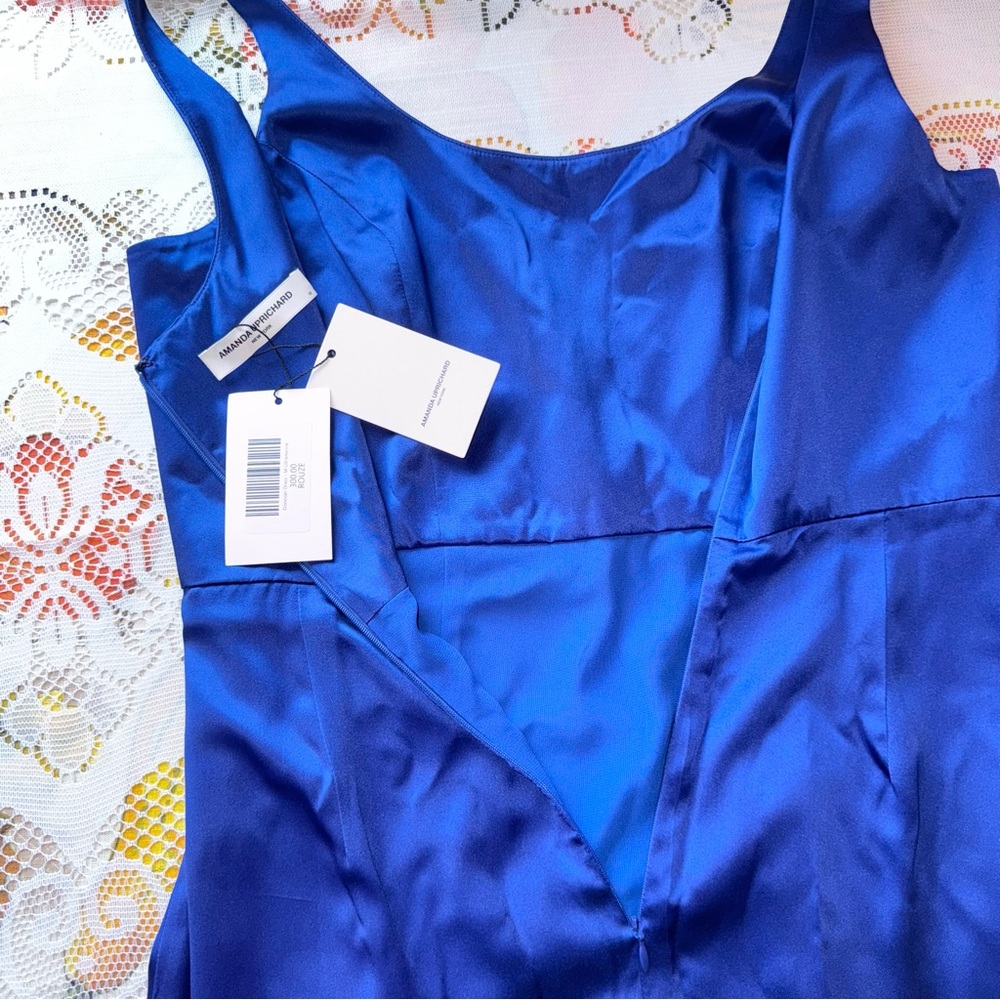 NWT Amanda Uprichard 100% silk royal blue midi dress w side slit, size medium - Picture 10 of 16